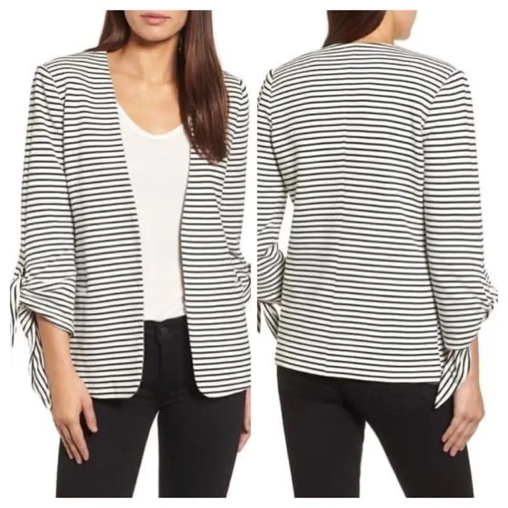 Olivia Moon Tie Sleeve Knit Blazer Size Medium